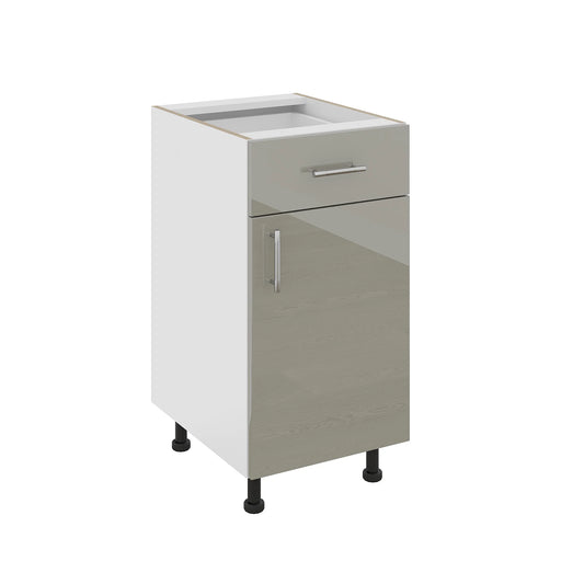 Corp Baza haaus Karo, 1 Sertar, 1 Usa, Gri Lucios/Alb, MDF, 40 x 50 x 80 cm