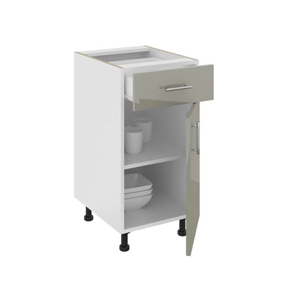 Corp Baza haaus Karo, 1 Sertar, 1 Usa, Gri Lucios/Alb, MDF, 40 x 50 x 80 cm