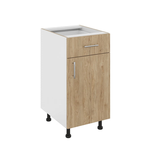 Corp Baza haaus Karo, 1 Sertar, 1 Usa, Lemn Natural/Alb, 40 x 50 x 80 cm