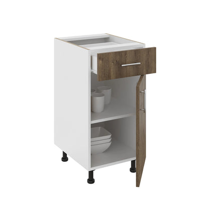 Corp Baza haaus Karo, 1 Sertar, 1 Usa, Stejar Bronz/Alb, 40 x 50 x 80 cm