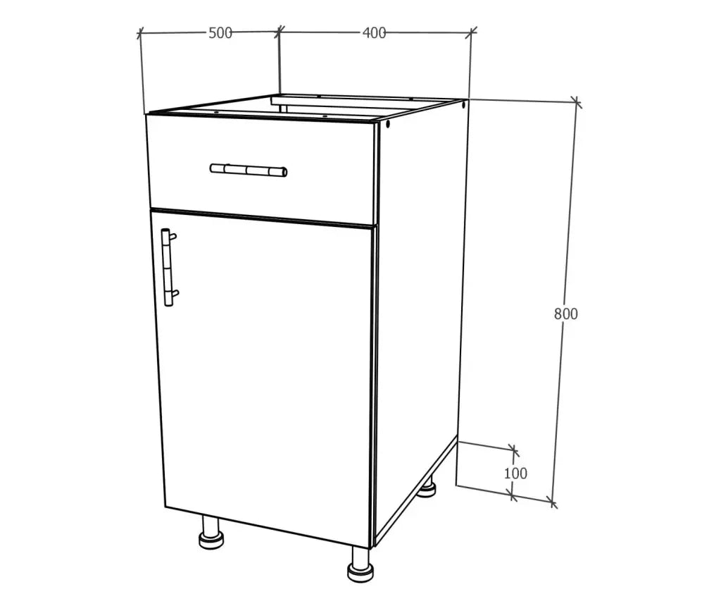 Corp Baza haaus Karo, 1 Sertar, 1 Usa, Stejar Bronz/Alb, 40 x 50 x 80 cm