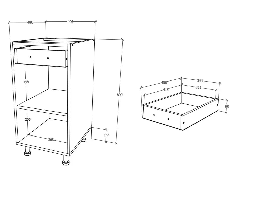 Corp Baza haaus Karo, 1 Sertar, 1 Usa, Gri Lucios/Alb, MDF, 40 x 50 x 80 cm