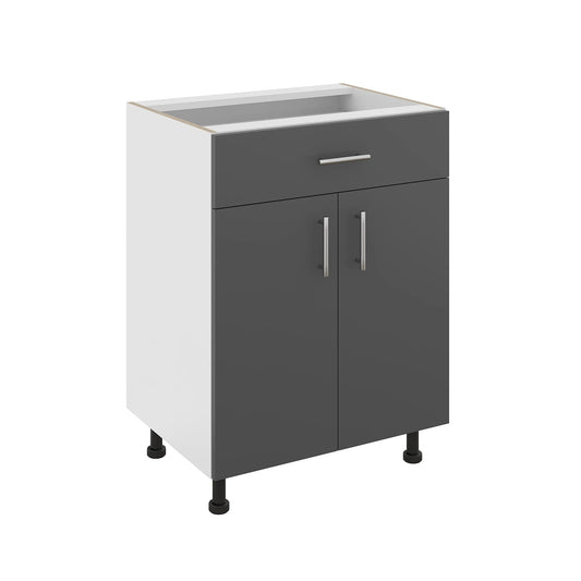 Corp Baza haaus Karo, 1 Sertar, 2 Usi, Antracit/Alb, 60 x 50 x 80 cm