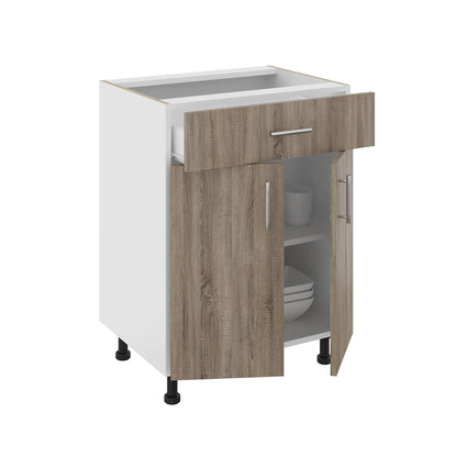 Corp Baza haaus Karo, 1 Sertar, 2 Usi, Stejar Sonoma Inchis/Alb, 60 x 50 x 80 cm