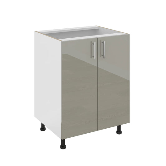 Corp Baza haaus Karo, 2 Usi, Gri Lucios/Alb, MDF, 60 x 50 x 80 cm