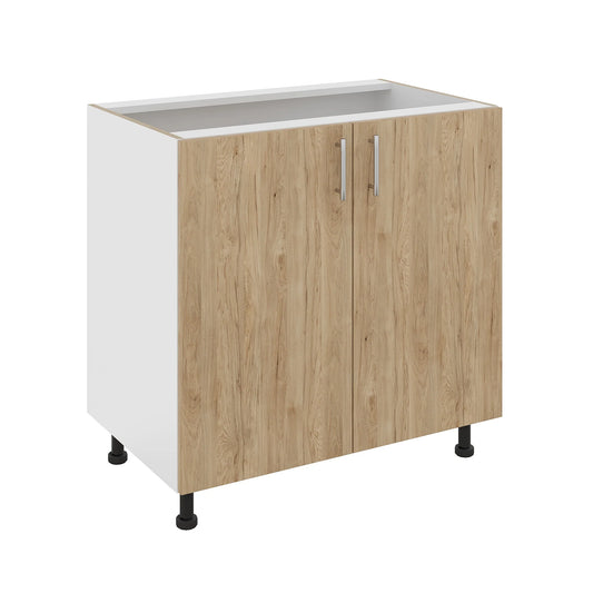 Corp Baza haaus Karo, 2 Usi, Lemn Natural/Alb, 80 x 50 x 80 cm