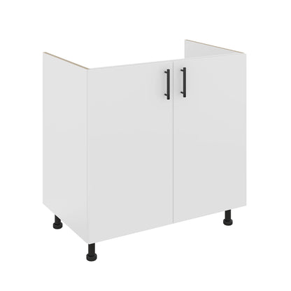 Set Masca Chiuveta Karo, Alb, 80 x 50 x 80 cm, Chiuveta Inox, Cuva stanga, Baterie Flexibila