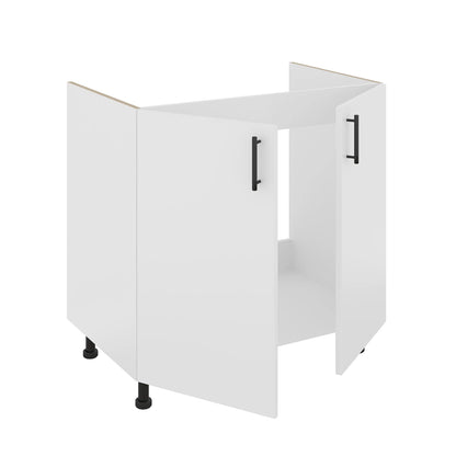 Set Masca Chiuveta Karo, Alb, 80 x 50 x 80 cm, Chiuveta Inox, Cuva stanga
