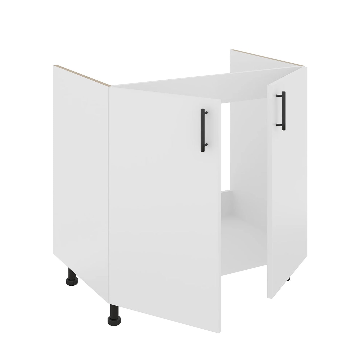 Set Masca Chiuveta Karo, Alb, 80 x 50 x 80 cm, Chiuveta Inox, Cuva dreapta, Baterie Flexibila