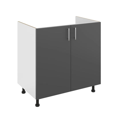 Set Masca Chiuveta Karo, Antracit/Alb, 80 x 50 x 80 cm, Chiuveta Inox, Cuva dreapta, Baterie Flexibila