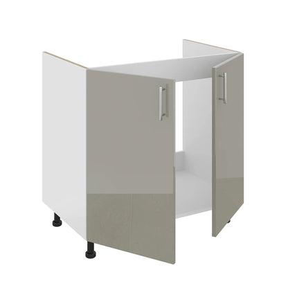 Corp Masca haaus Chiuveta Karo, 2 Usi, Gri Lucios/Alb, MDF, 80 x 50 x 80 cm