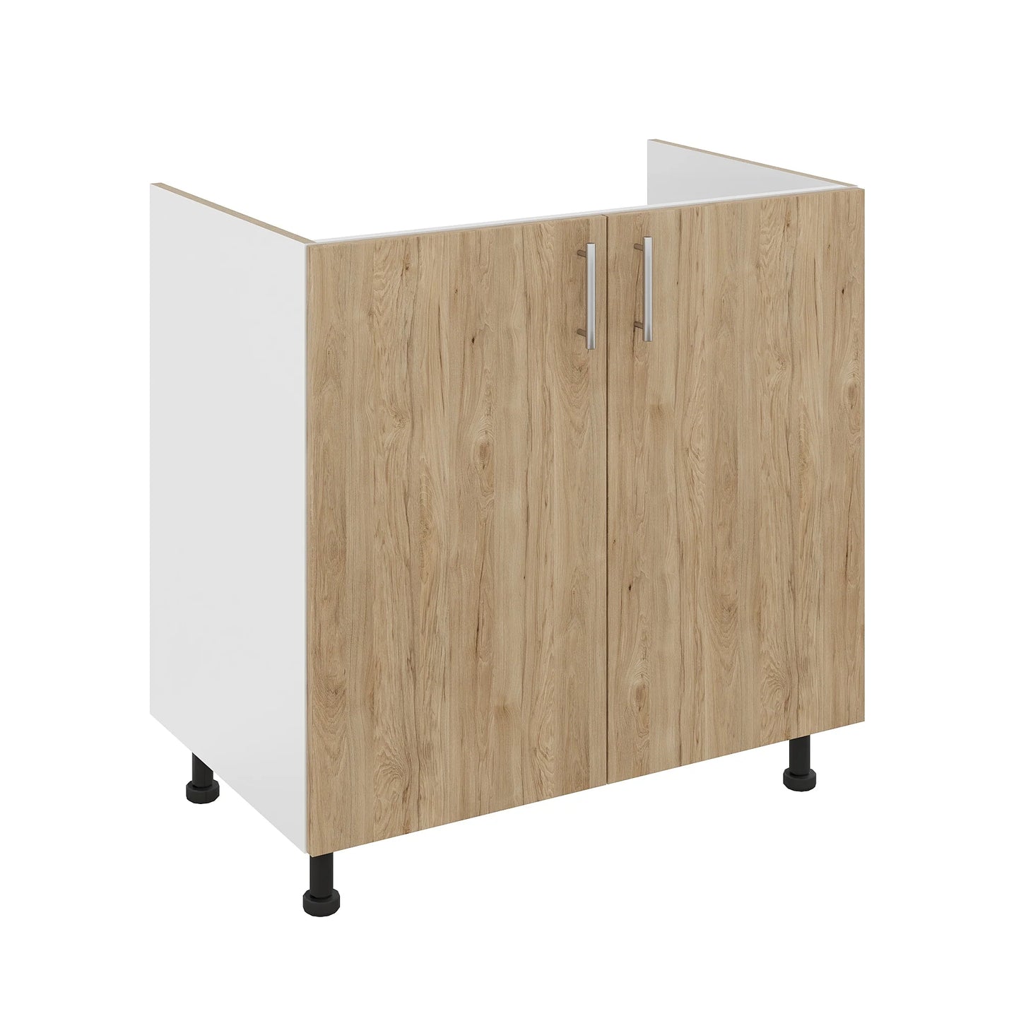Corp Masca haaus Chiuveta Karo, 2 Usi, Lemn Natural/Alb, 80 x 50 x 80 cm