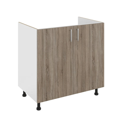 Set Masca Chiuveta Karo, Stejar Sonoma Inchis/Alb, 80 x 50 x 80 cm, Chiuveta Inox, Cuva dreapta