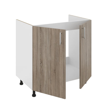 Set Masca Chiuveta Karo, Stejar Sonoma Inchis/Alb, 80 x 50 x 80 cm, Chiuveta Inox, Cuva dreapta