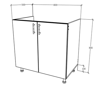 Set Masca Chiuveta Karo, Stejar Bronz/Alb, 80 x 50 x 80 cm, Chiuveta Inox, Cuva stanga