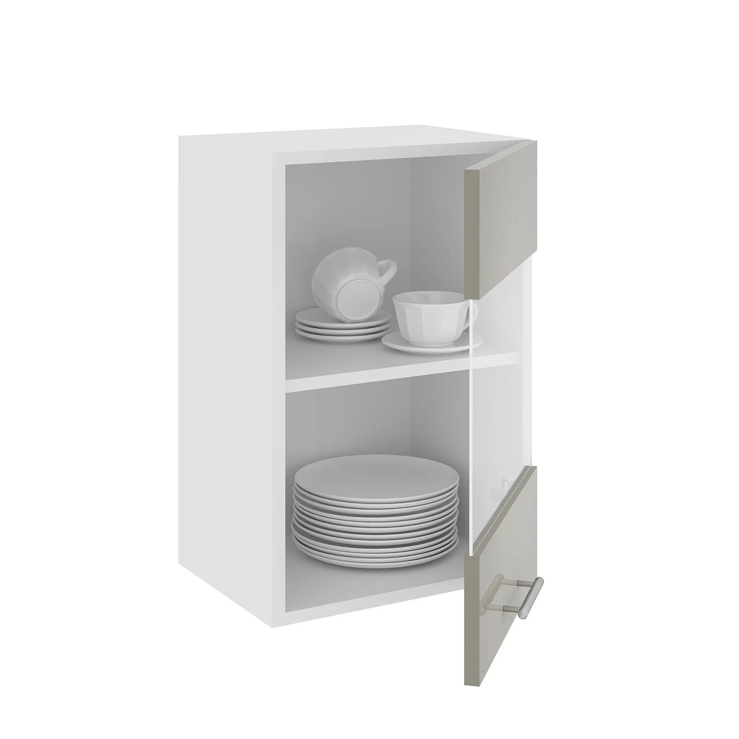 Corp Superior haaus Karo, O Usa, cu sticla, Gri Lucios/Alb, MDF, 40 x 30 x 60 cm