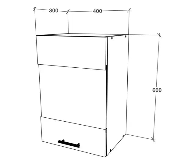 Corp Superior haaus Karo, O Usa, cu sticla, Gri Lucios/Alb, MDF, 40 x 30 x 60 cm
