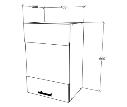 Corp Superior haaus Karo, O Usa, cu sticla, Gri Lucios/Alb, MDF, 40 x 30 x 60 cm
