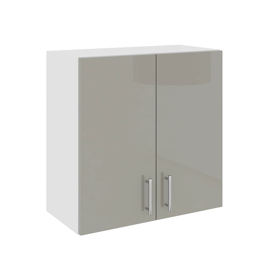 Corp Superior haaus Karo, 2 Usi, Gri Lucios/Alb, MDF, 60 x 30 x 60 cm