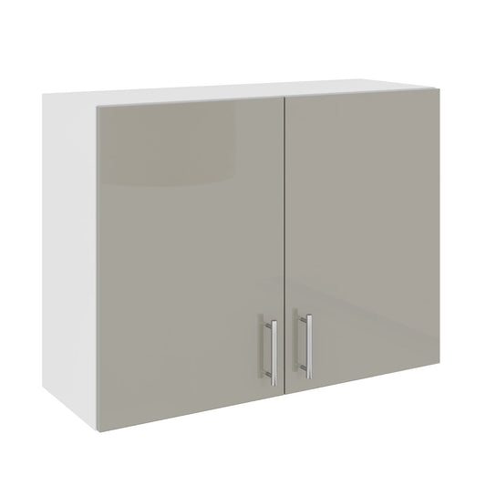 Corp Superior haaus Karo, 2 Usi, Gri Lucios/Alb, MDF, 80 x 30 x 60 cm