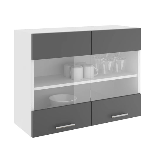 Corp Superior haaus Karo, 2 Usi, cu sticla, Antracit/Alb, 80 x 30 x 60 cm
