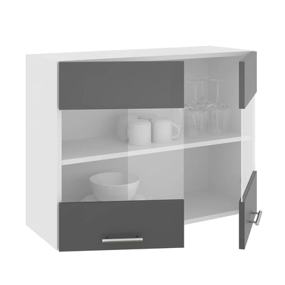 Corp Superior haaus Karo, 2 Usi, cu sticla, Antracit/Alb, 80 x 30 x 60 cm