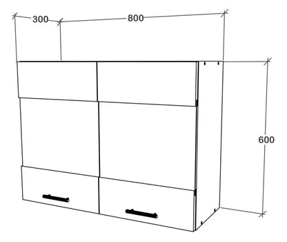 Corp Superior haaus Karo, 2 Usi, cu sticla, Lemn Natural/Alb, 80 x 30 x 60 cm