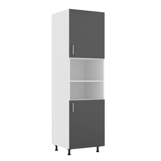 Corp haaus Turn Karo, 2 Usi, cu spatiu cuptor, Antracit/Alb, 60 x 57 x 210 cm