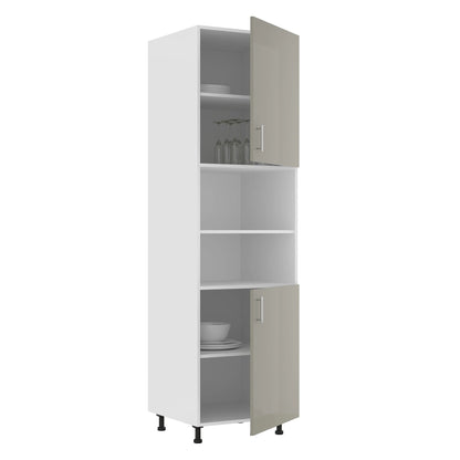 Corp haaus Turn Karo, 2 Usi, cu spatiu cuptor, Gri Lucios/Alb, MDF, 60 x 57 x 210 cm