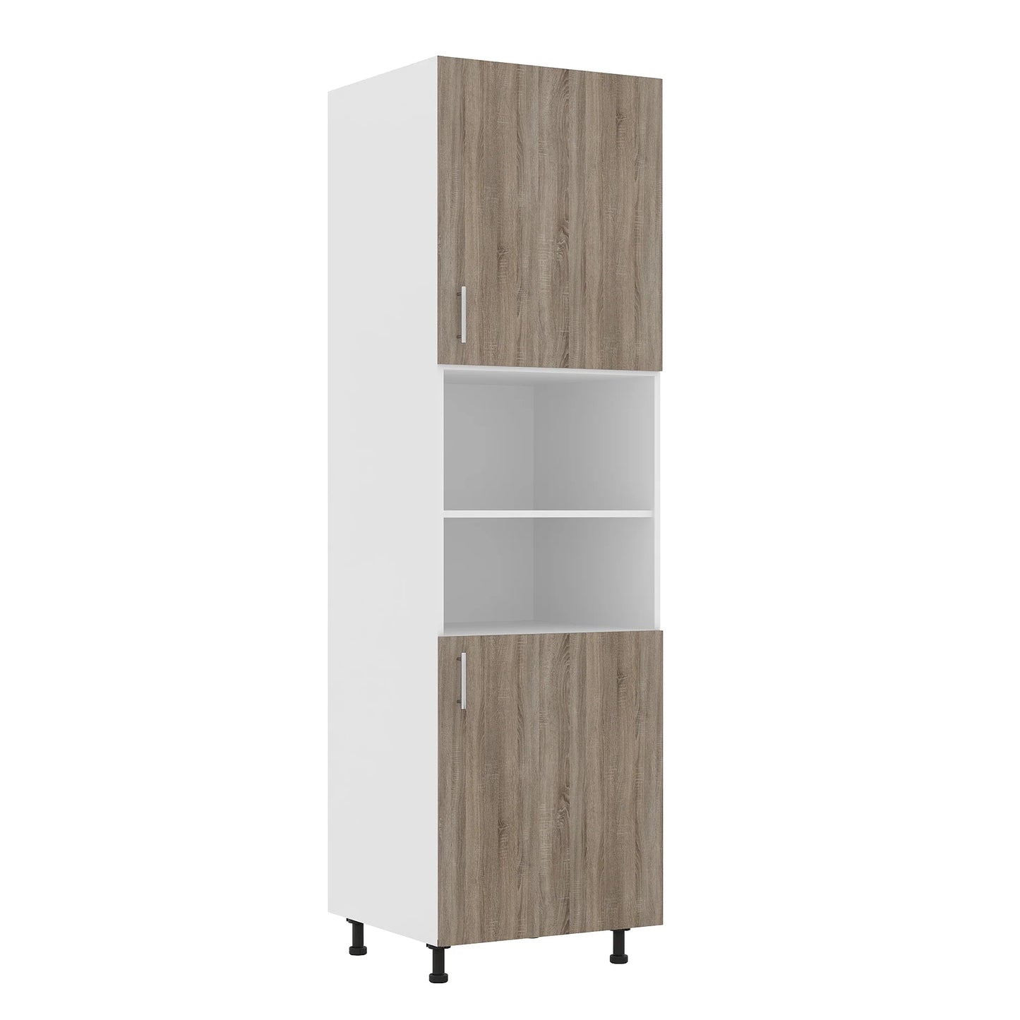 Corp haaus Turn Karo, 2 Usi, cu spatiu cuptor, Stejar Sonoma Inchis/Alb, 60 x 57 x 210 cm