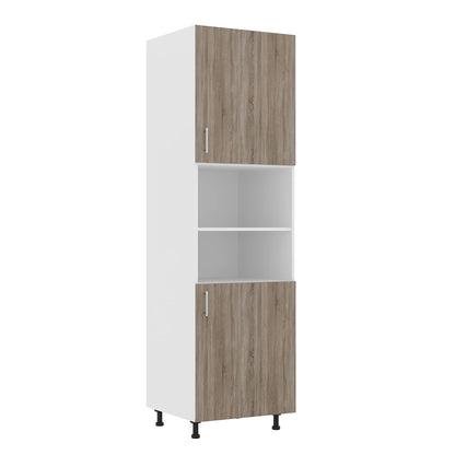 Corp haaus Turn Karo, 2 Usi, cu spatiu cuptor, Stejar Sonoma Inchis/Alb, 60 x 57 x 210 cm