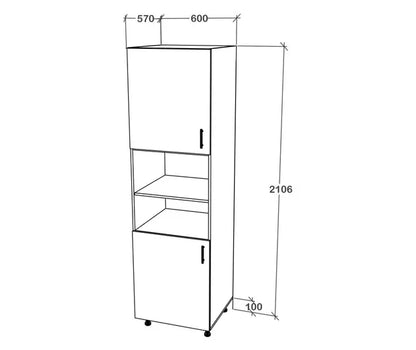 Corp haaus Turn Karo, 2 Usi, cu spatiu cuptor, Gri Lucios/Alb, MDF, 60 x 57 x 210 cm