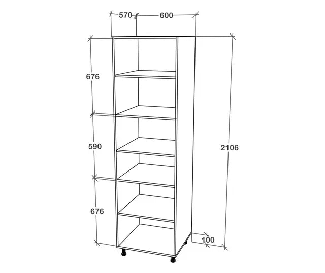 Corp haaus Turn Karo, 2 Usi, cu spatiu cuptor, Gri Lucios/Alb, MDF, 60 x 57 x 210 cm