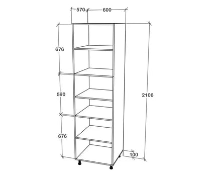 Corp haaus Turn Karo, 2 Usi, cu spatiu cuptor, Gri Lucios/Alb, MDF, 60 x 57 x 210 cm