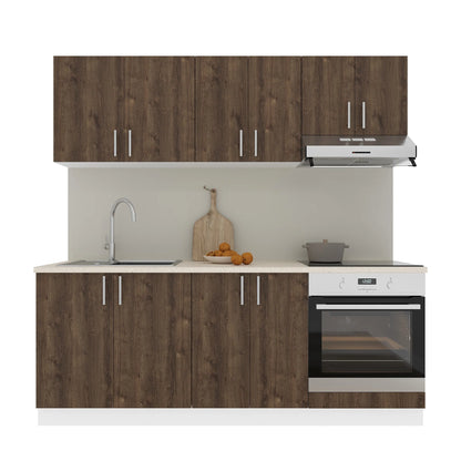 Set Bucatarie haaus Karo V10, Stejar Bronz/Alb, Blat Thermo 28 mm, L 200 cm