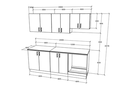 Set Bucatarie haaus Karo V10, Antracit/Alb, Blat Thermo 28 mm, L 200 cm