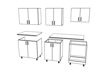 Set Bucatarie haaus Karo V10, Lemn Natural/Alb, Blat Thermo 28 mm, L 200 cm