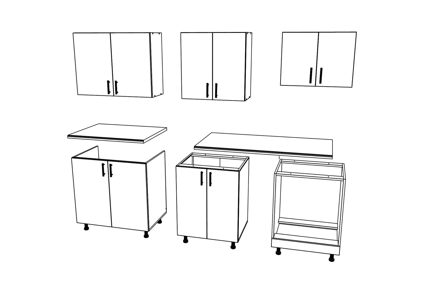 Set Bucatarie haaus Karo V10, Stejar Bronz/Alb, Blat Thermo 28 mm, L 200 cm