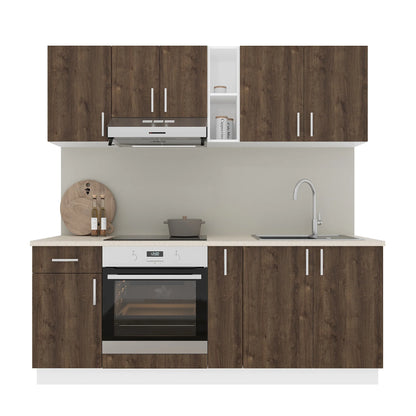 Set Bucatarie haaus Karo V11, Stejar Bronz/Alb, Blat Thermo 28 mm, L 200 cm