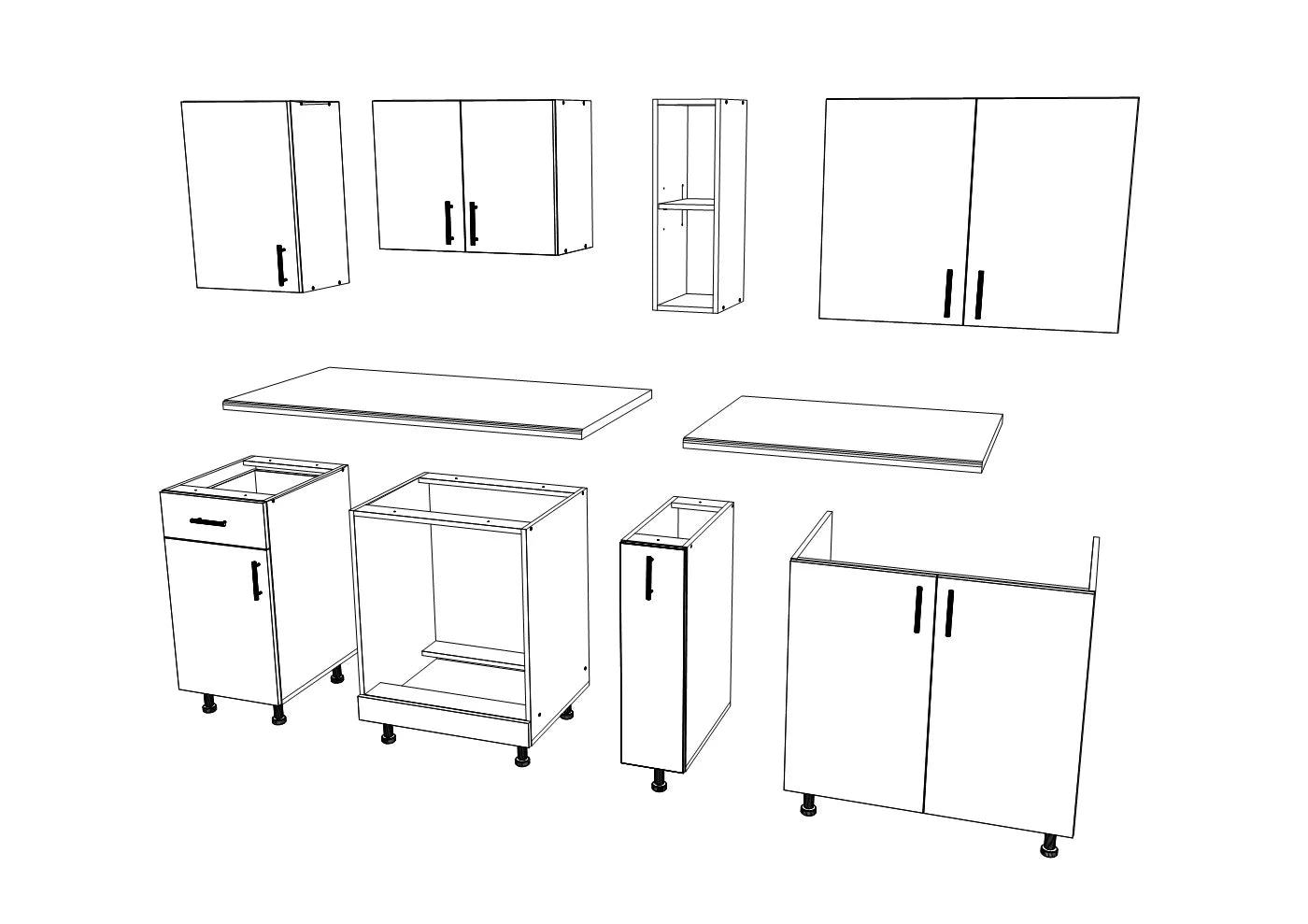 Set Bucatarie haaus Karo V11, Lemn Natural/Alb, Blat Thermo 28 mm, L 200 cm