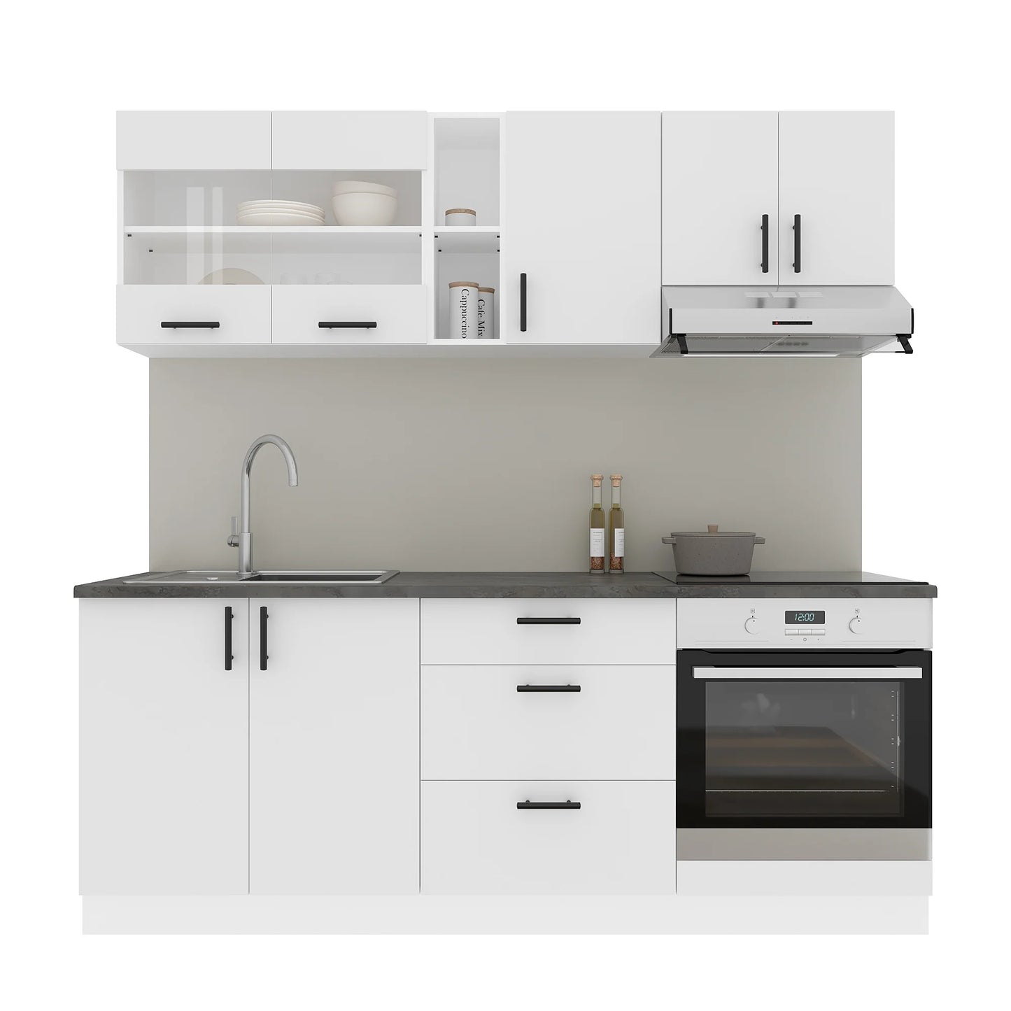 Set Bucatarie haaus Karo V12, Alb, Blat Thermo 28 mm, L 200 cm