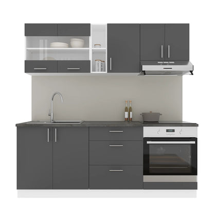 Set Bucatarie haaus Karo V12, Antracit/Alb, Blat Thermo 28 mm, L 200 cm