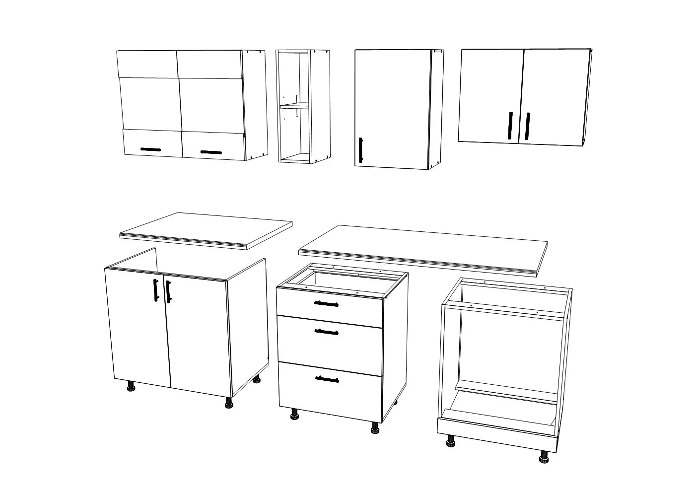 Set Bucatarie haaus Karo V12, Alb, Blat Thermo 28 mm, L 200 cm