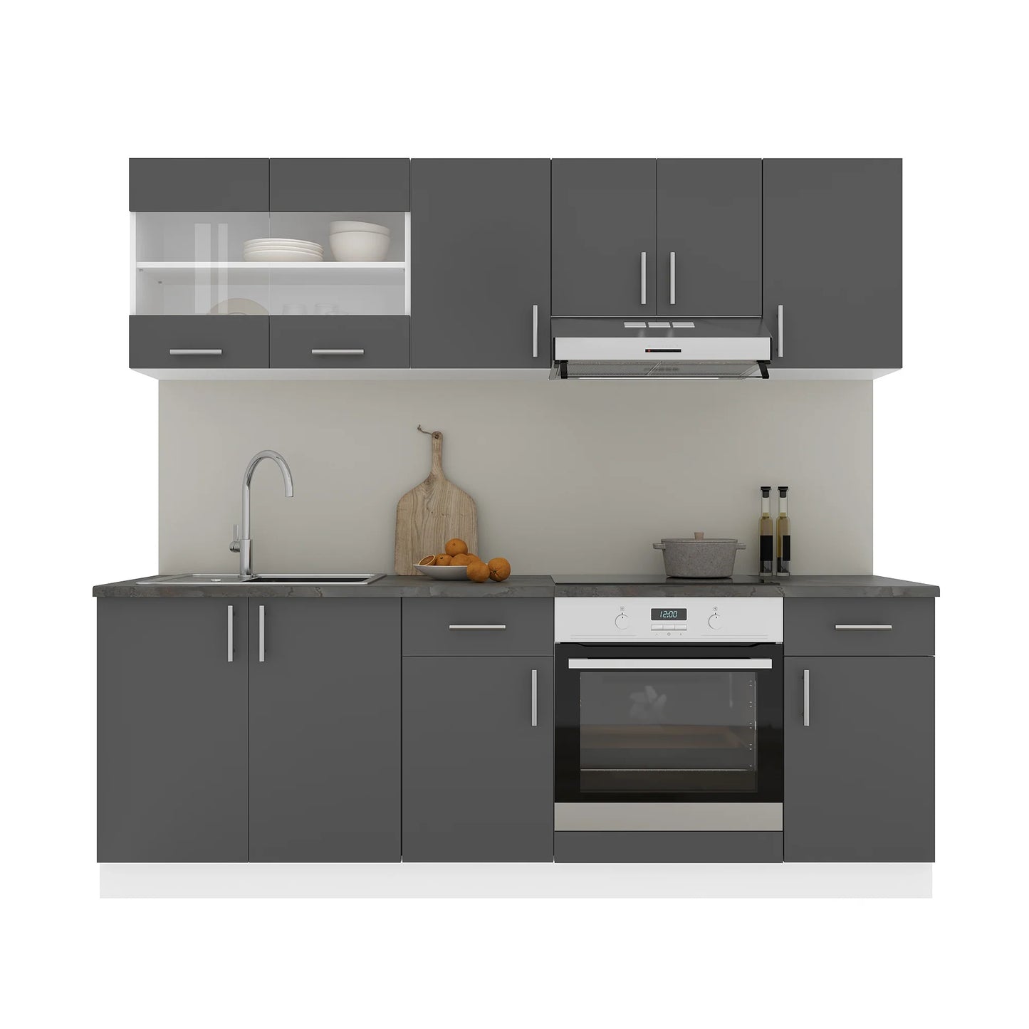 Set Bucatarie haaus Karo V13, Antracit/Alb, Blat Thermo 28 mm, L 220 cm