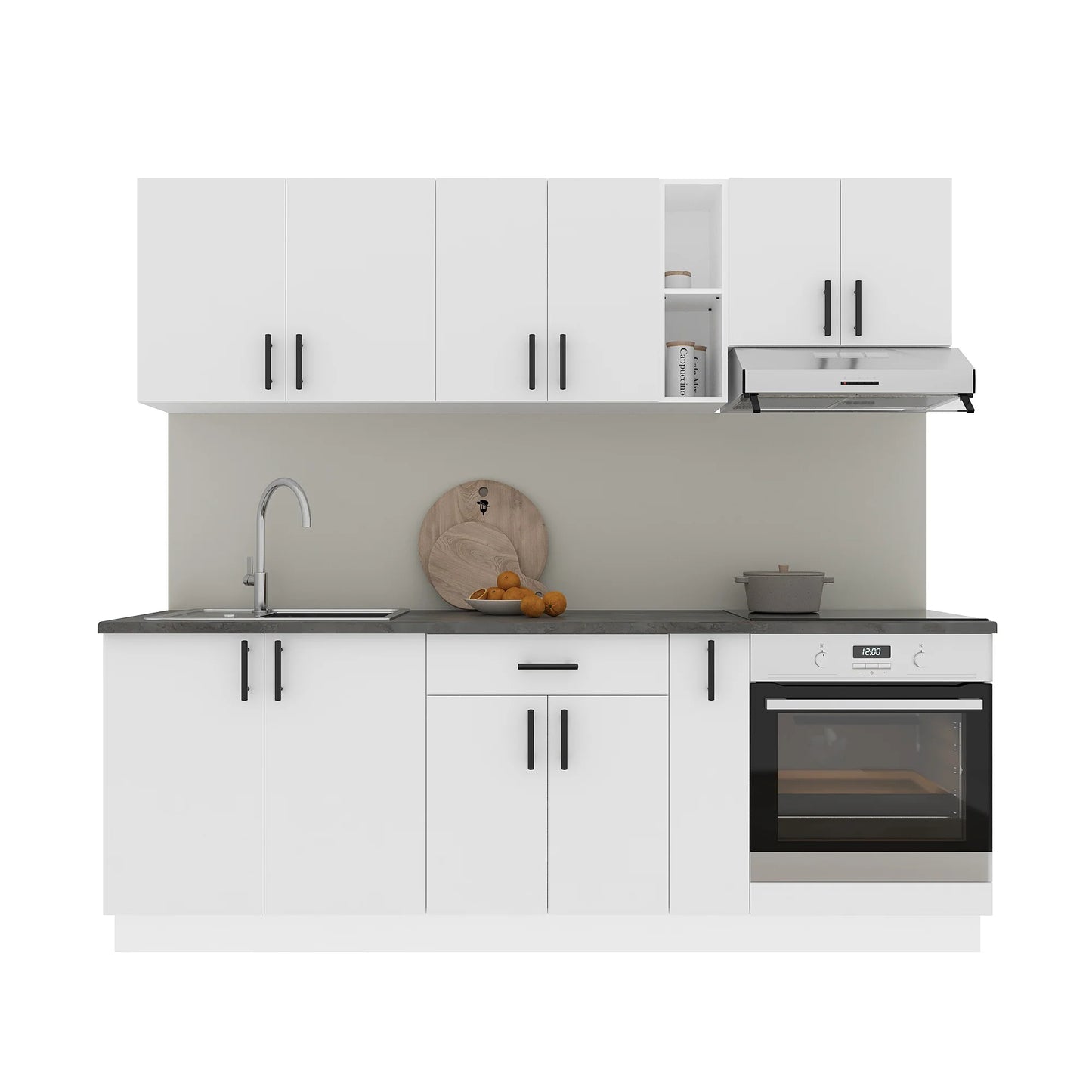 Set Bucatarie haaus Karo V14, Alb, Blat Thermo 28 mm, L 220 cm