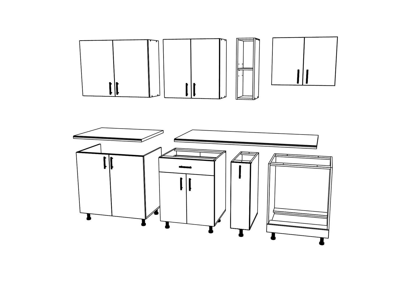 Set Bucatarie haaus Karo V14, Lemn Natural/Alb, Blat Thermo 28 mm, L 220 cm