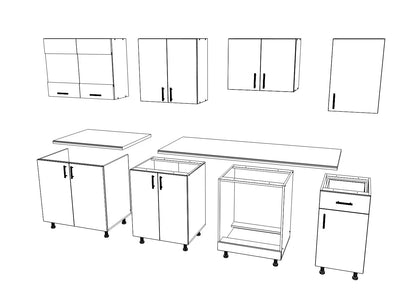 Set Bucatarie haaus Karo V15, Lemn Natural/Alb, Blat Thermo 28 mm, L 240 cm