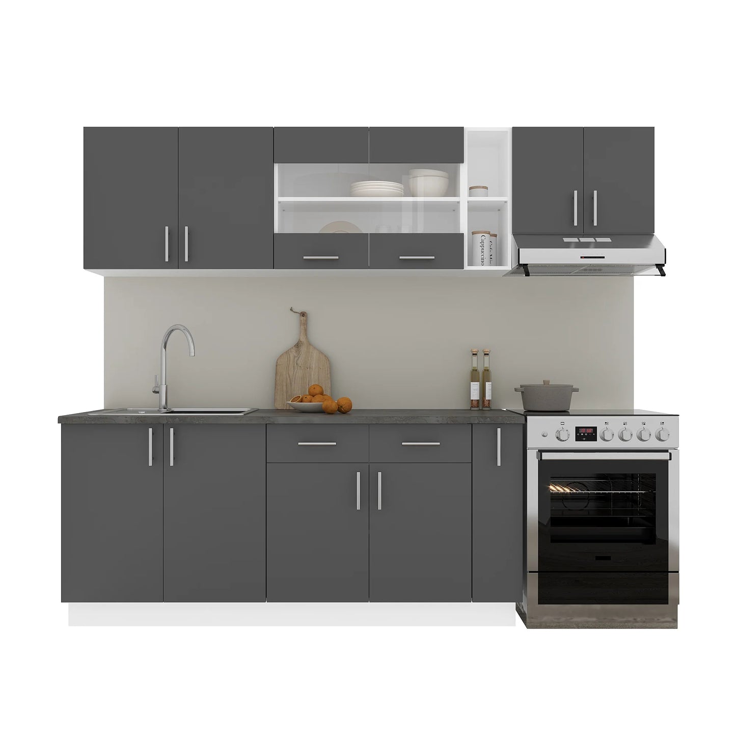 Set Bucatarie haaus Karo V16, Antracit/Alb, Blat Thermo 28 mm, L 240 cm