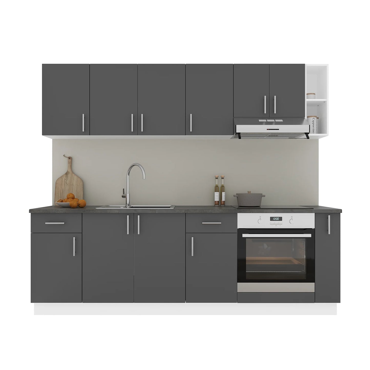 Set Bucatarie haaus Karo V17, Antracit/Alb, Blat Thermo 28 mm, L 240 cm