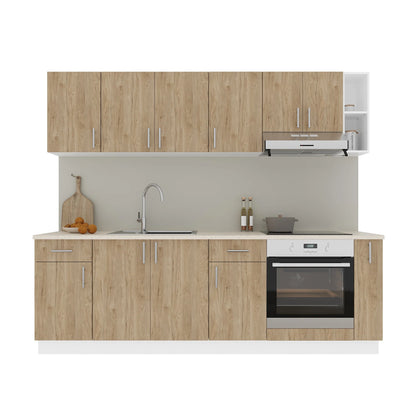 Set Bucatarie haaus Karo V17, Lemn Natural/Alb, Blat Thermo 28 mm, L 240 cm
